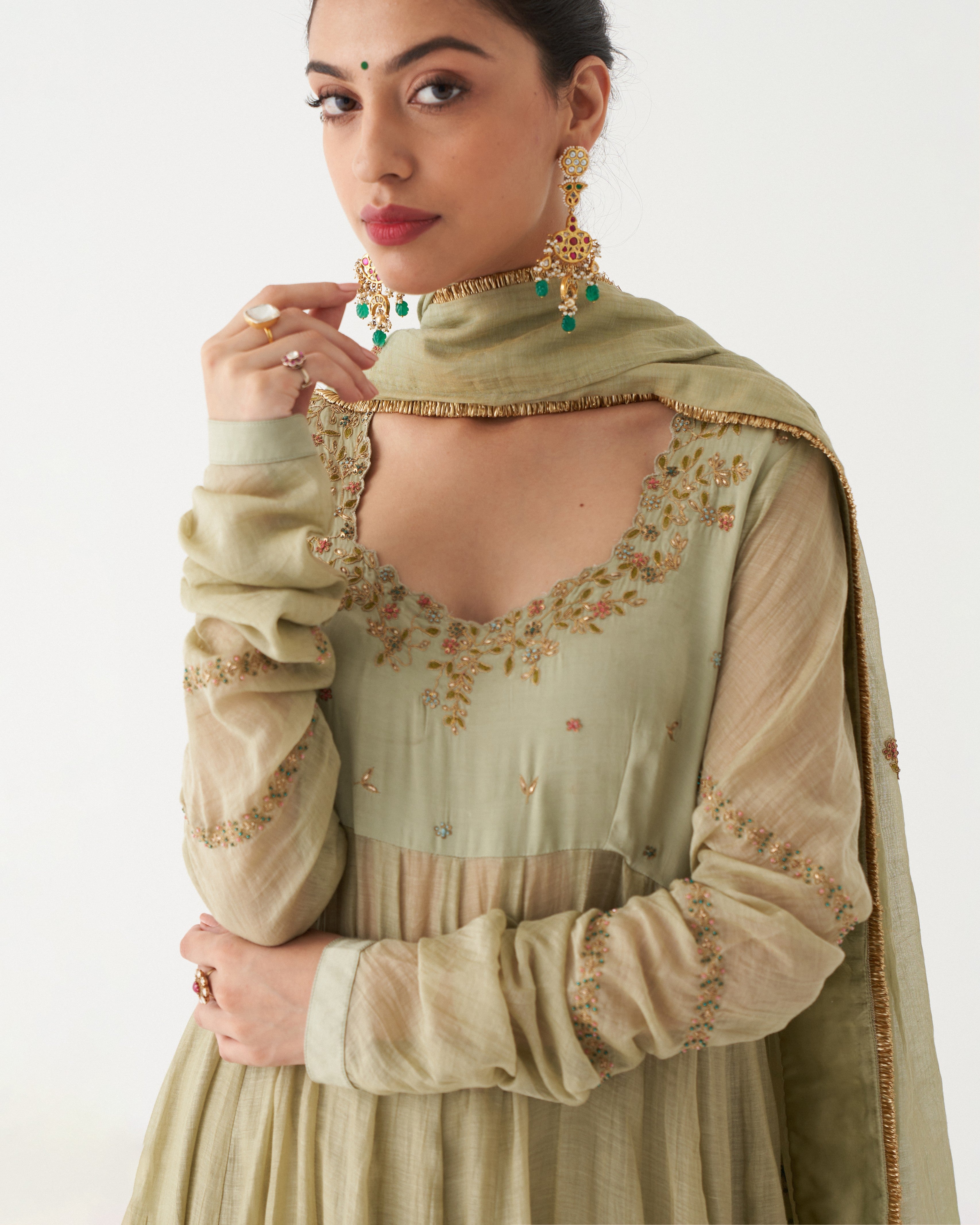 NOOR - PASTEL SPRING GREEN ANARKALI