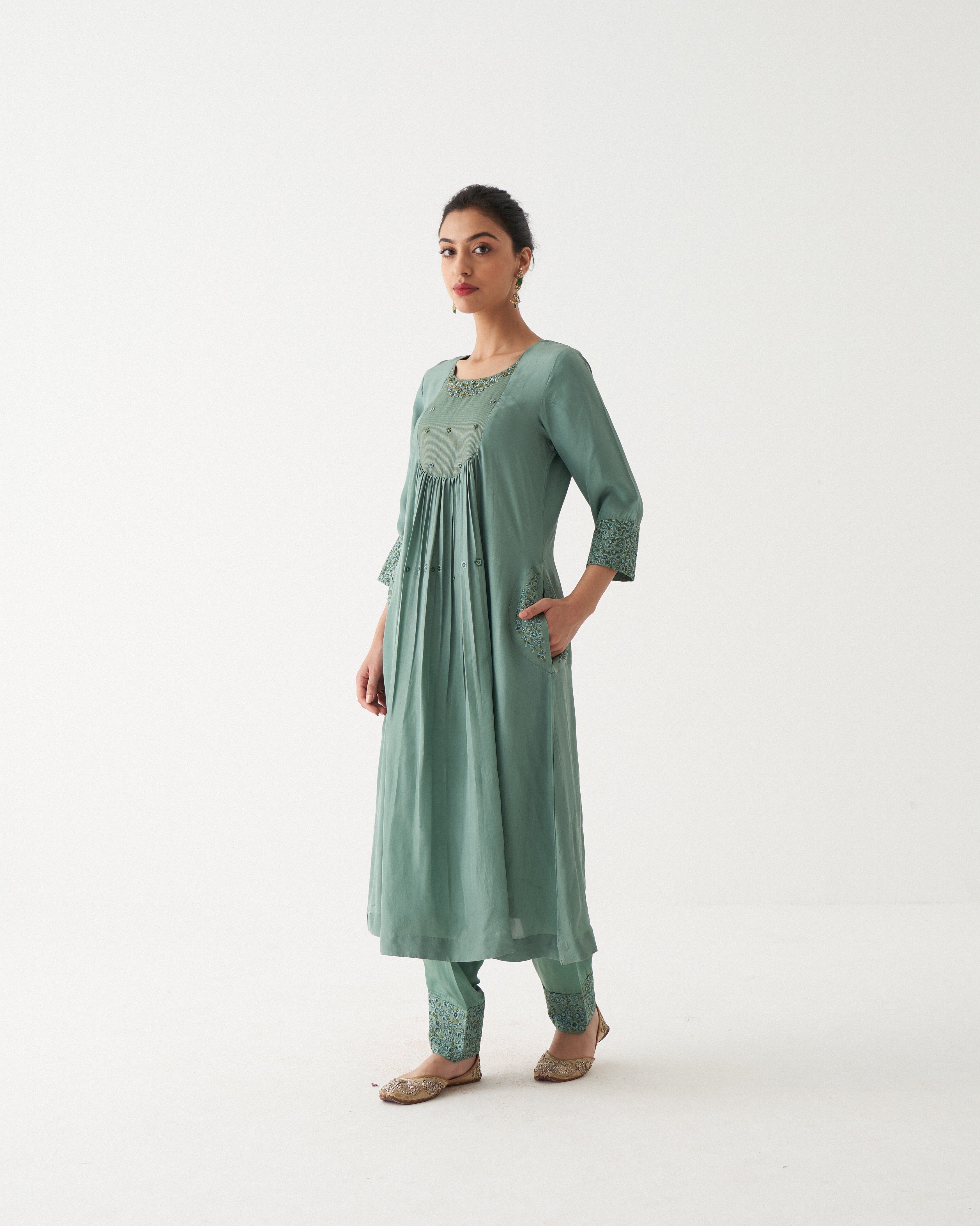 NYSA - SEA GREEN SILK KURTA