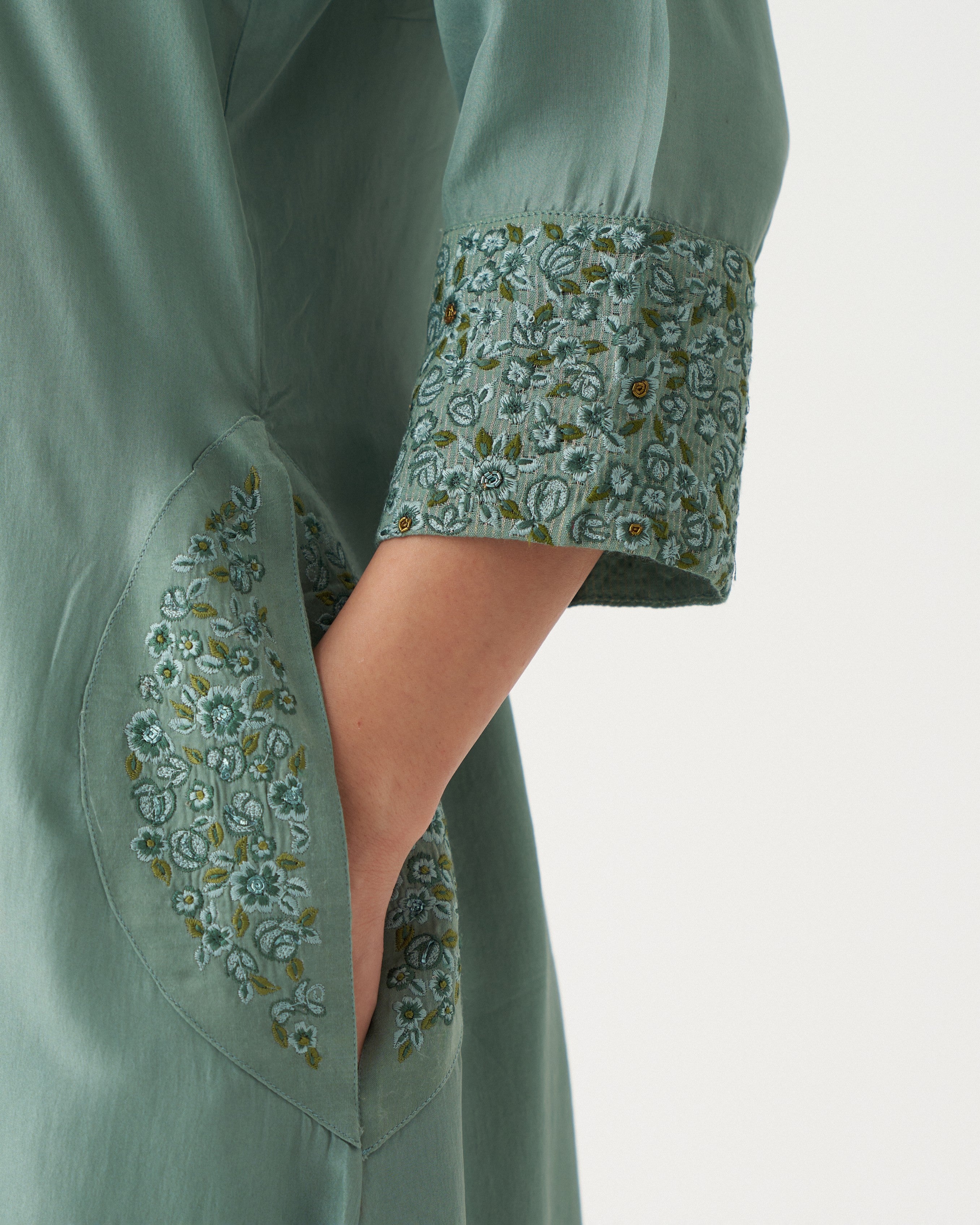 NYSA - SEA GREEN SILK KURTA