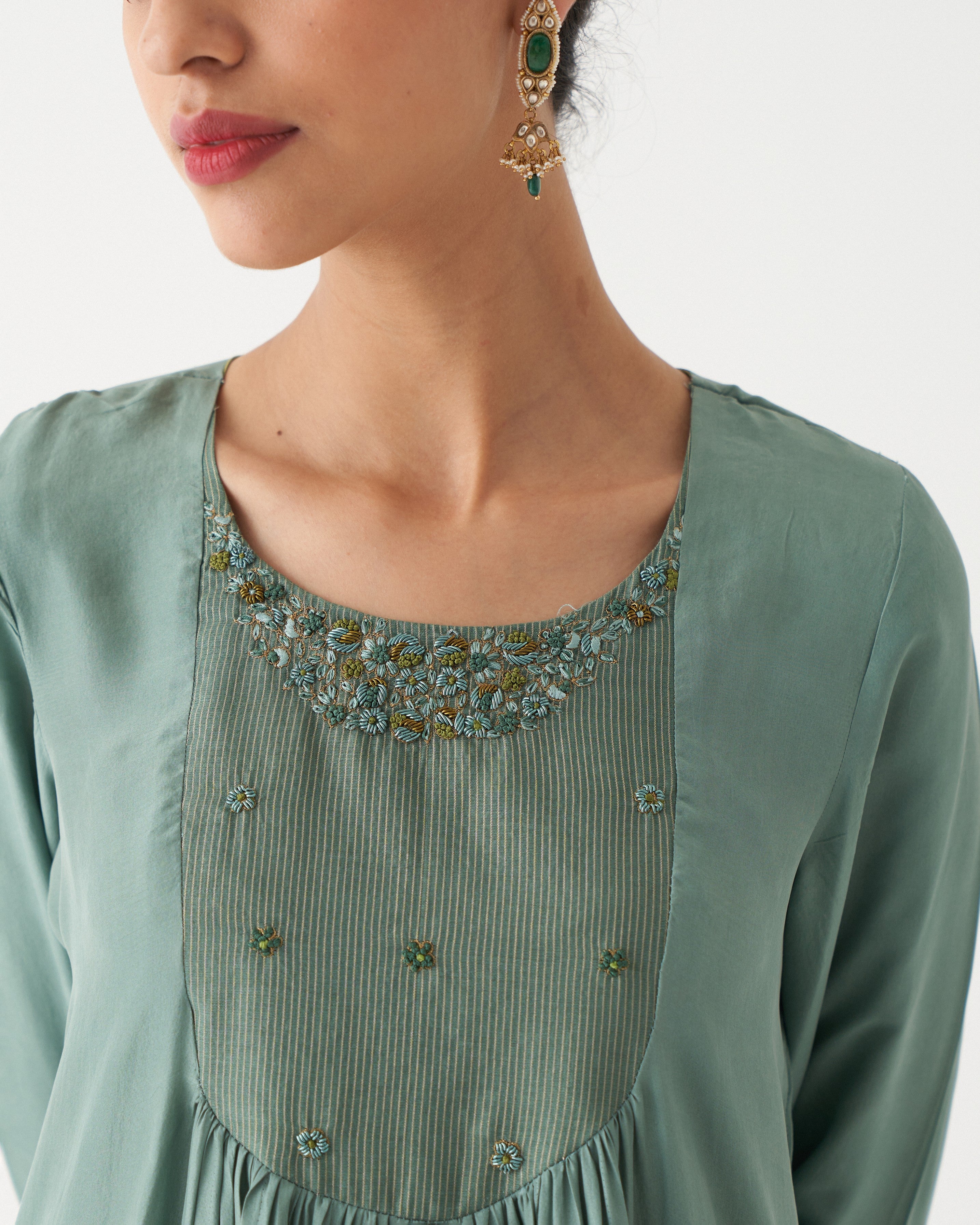 NYSA - SEA GREEN SILK KURTA